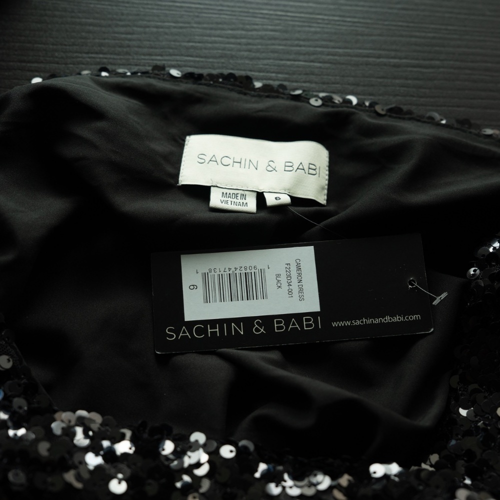 Sachin & Babi. Black Sequin Cowl Back Cameron Dress. - Picture 10 of 12